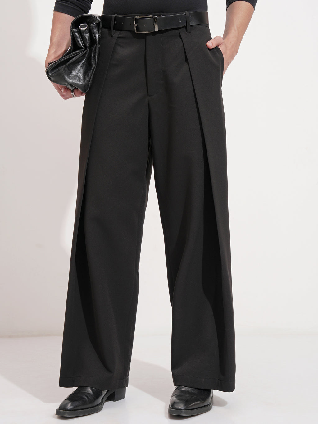 Highlander Men Black Samurai Fit Solid Formal Trouser - Black - Image 1