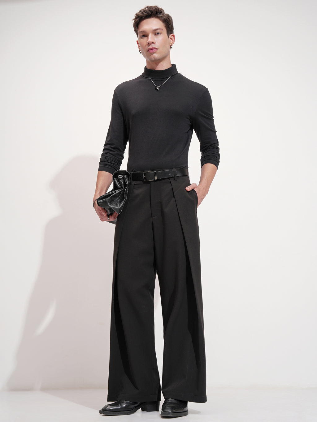 Highlander Men Black Samurai Fit Solid Formal Trouser - Black - Image 2