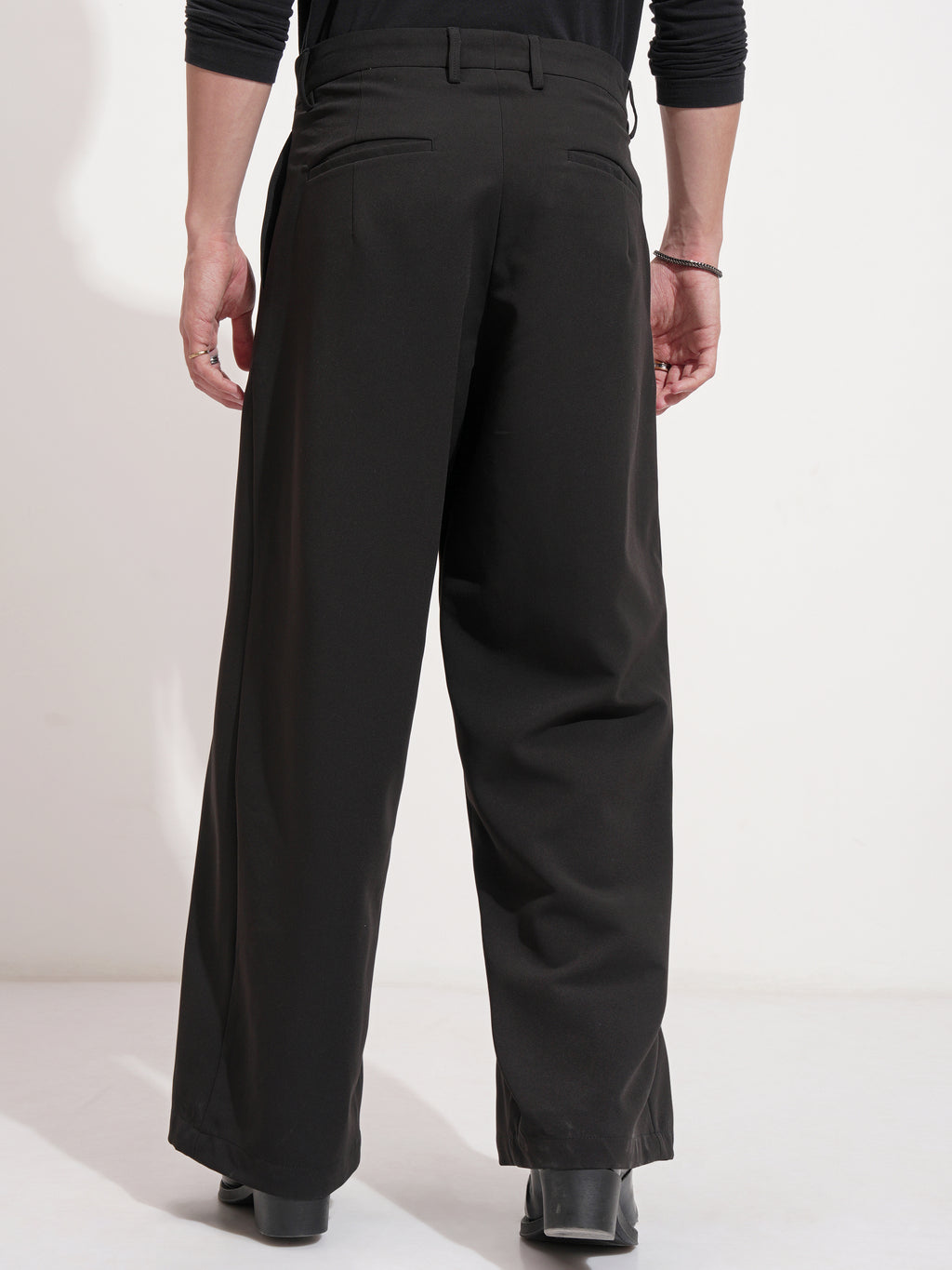 Highlander Men Black Samurai Fit Solid Formal Trouser - Black - Image 3