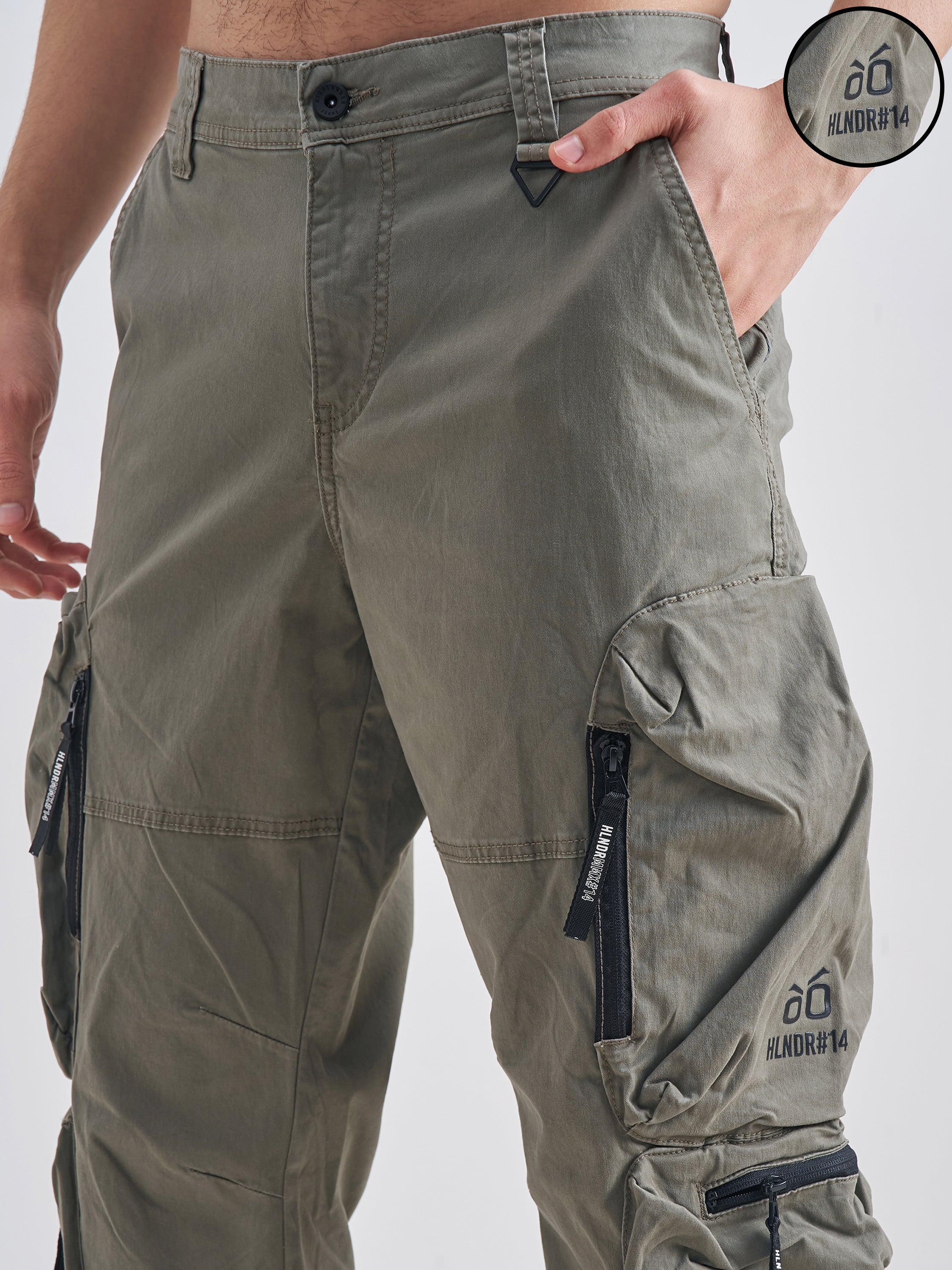 Highlander Men Green Relaxed Fit Solid Cargos - Green - Image 5