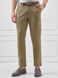 Highlander Men Olive Slim Fit Solid Formal Trouser - Olive - Image 1