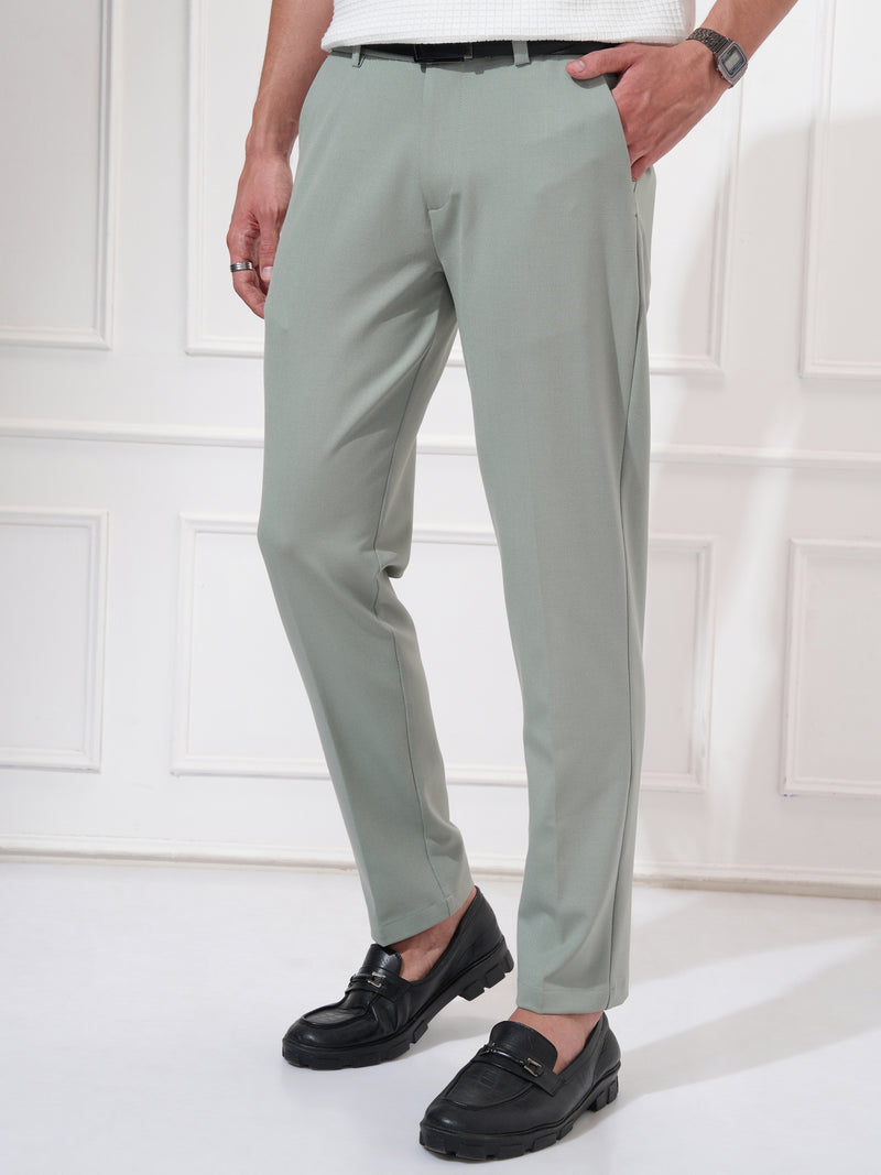 Highlander Men Olive Slim Fit Solid Casual Trouser - Olive - Image 1