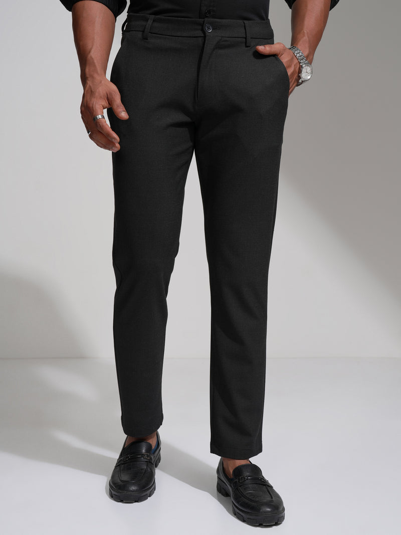Highlander Men Black Slim Fit Solid Casual Trouser - Black - Image 1