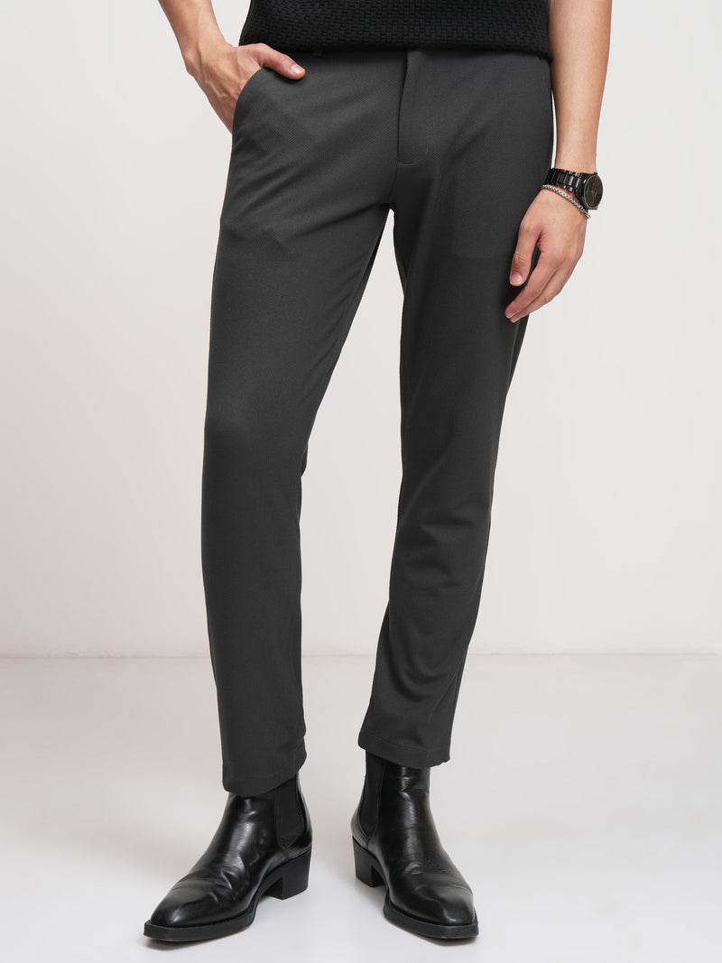 Highlander Men Charcoal Slim Fit Solid Formal Trouser - Charcoal - Image 1