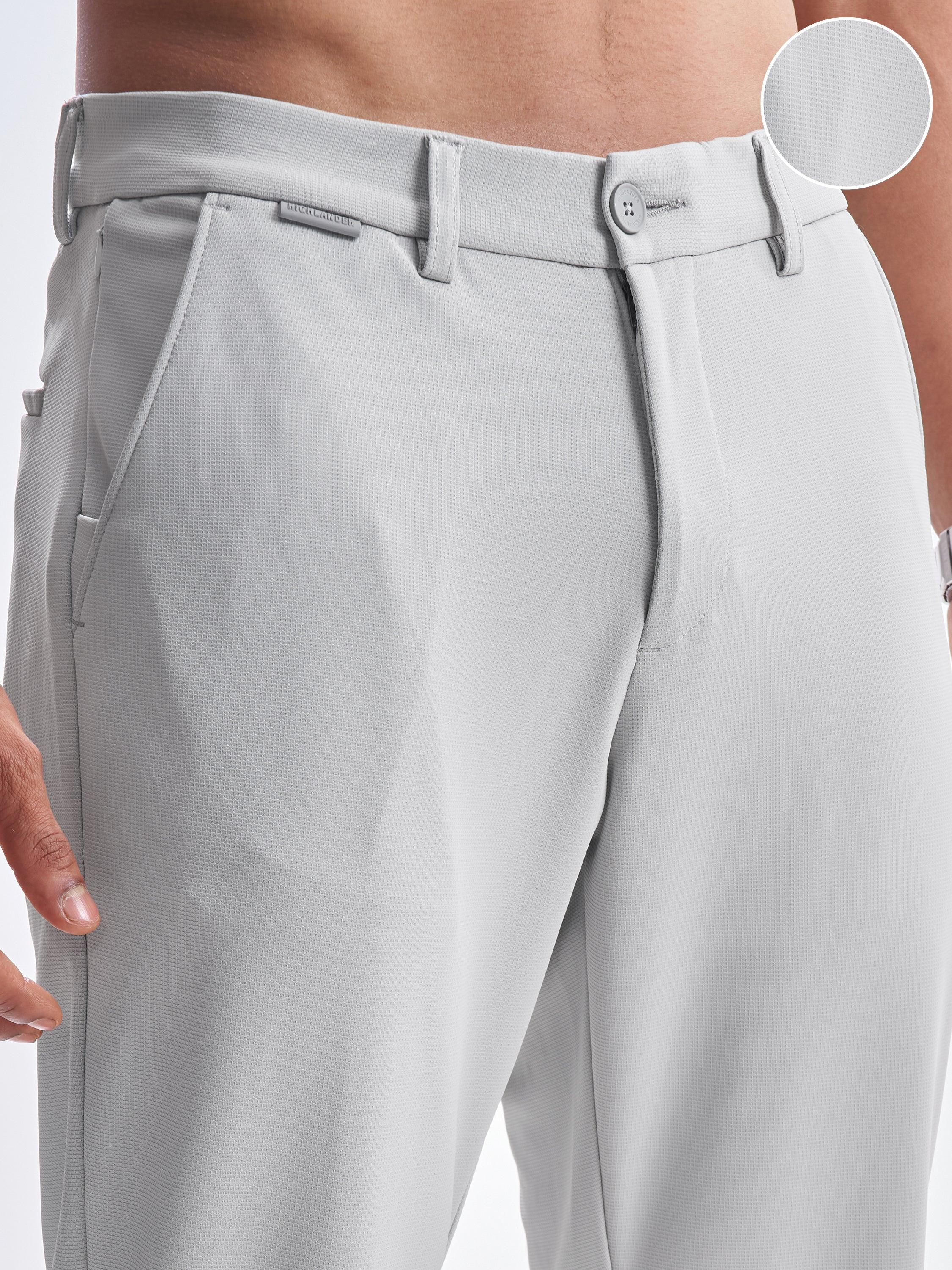 Highlander Men Grey Slim Fit Solid Formal Trouser - Grey - Image 5