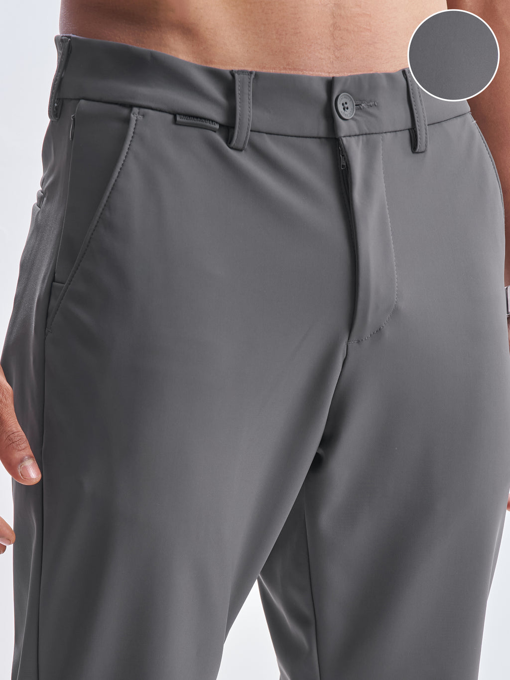 Highlander Men Grey Slim Fit Solid Formal Trouser - Grey - Image 5