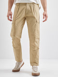 Highlander Men Beige Relaxed Fit Solid Cargos - Beige - Image 1