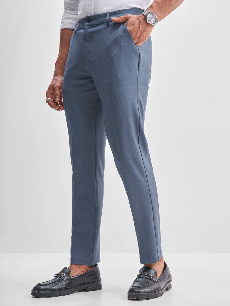 Highlander Men Blue Slim Fit Solid Formal Trouser - Blue - Image 1