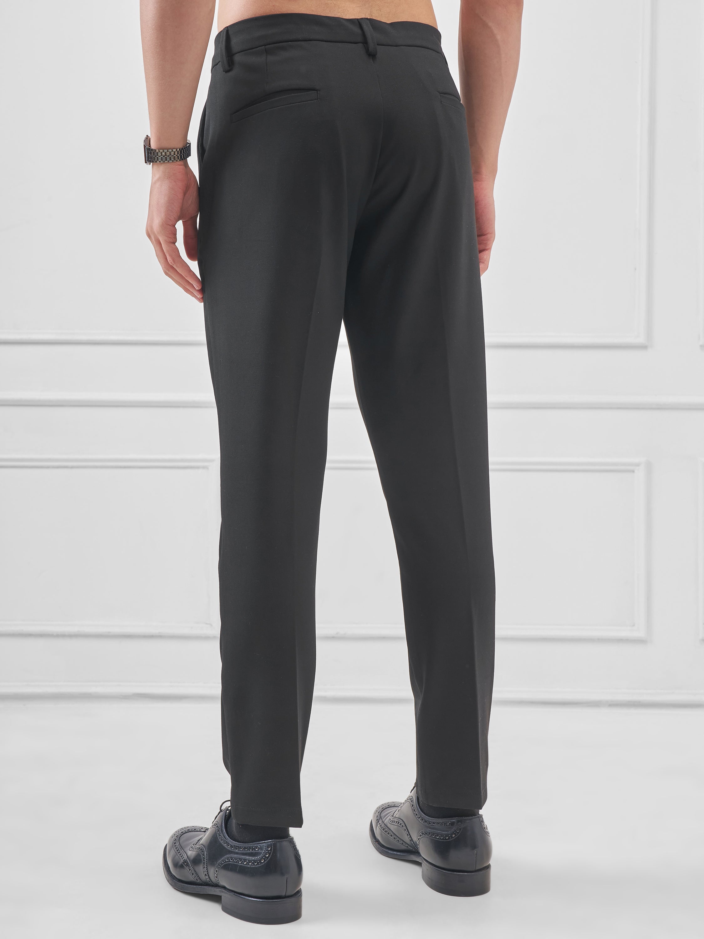 Highlander Men Black Slim Fit Solid Formal Trouser - Black - Image 3
