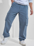 Highlander Men Blue Straight Fit Solid Cargos - Blue - Image 1