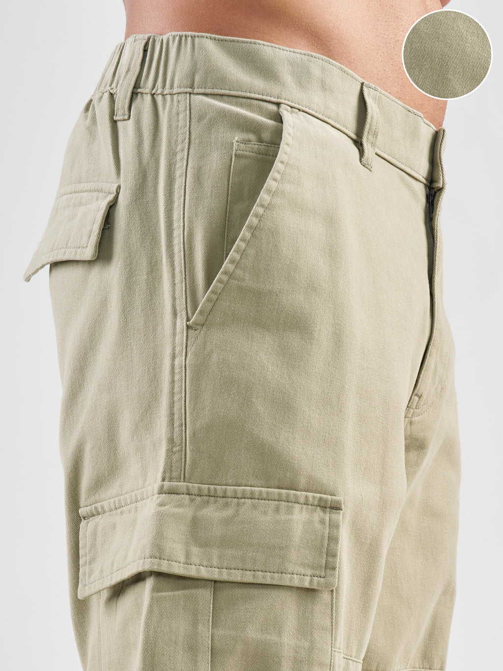 Highlander Men Beige Straight Fit Solid Cargos - Beige - Image 5