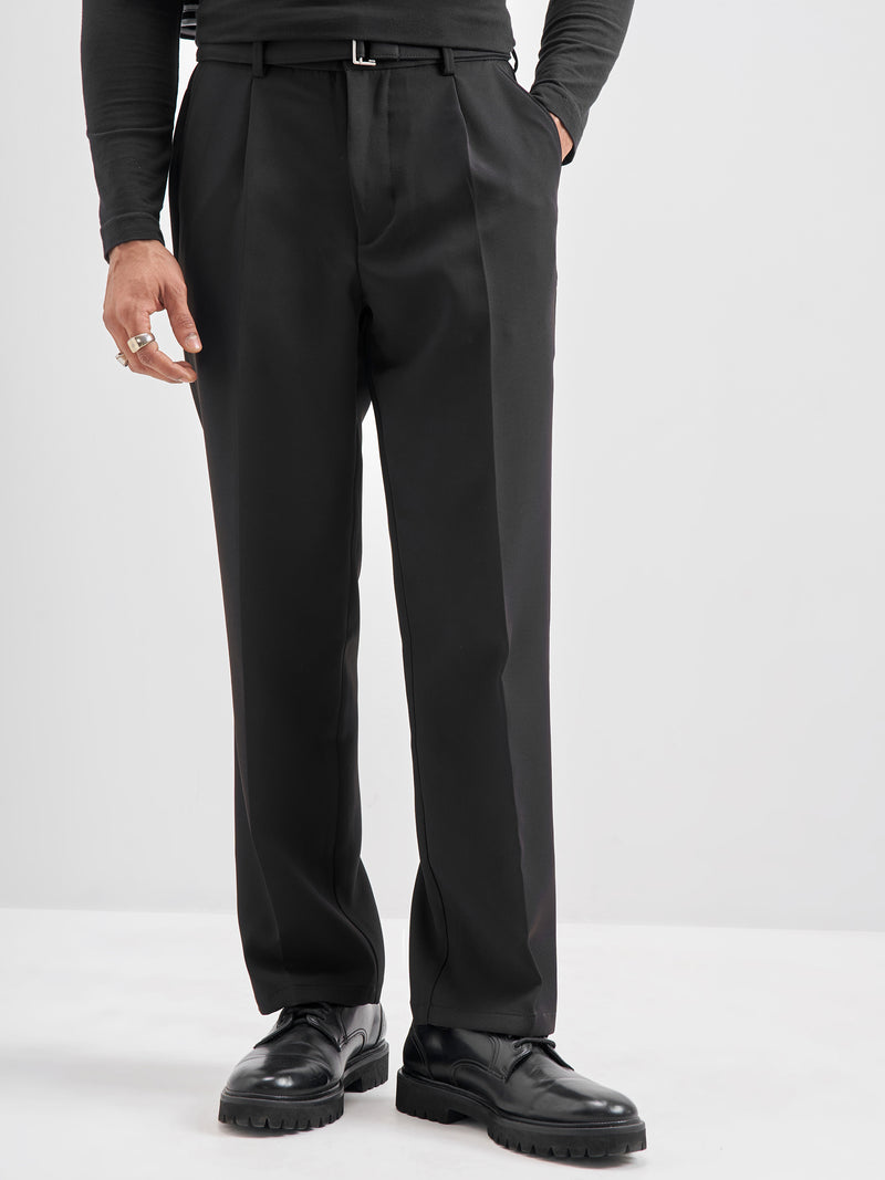 Highlander Men Black Solid Formal Trouser - Black - Image 1