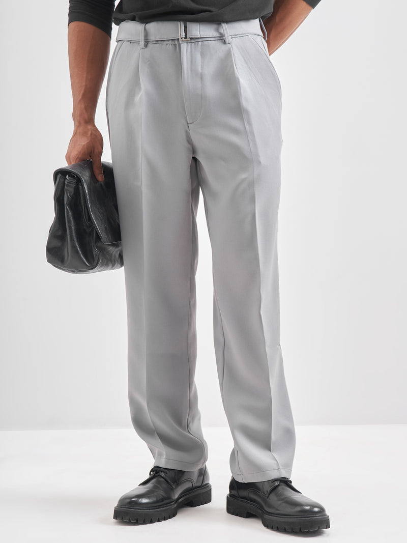 Highlander Men Grey Solid Formal Trouser - Grey - Image 1