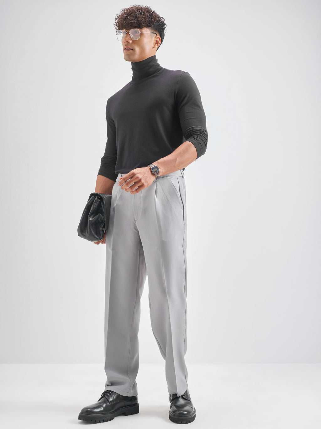 Highlander Men Grey Solid Formal Trouser - Grey - Image 2