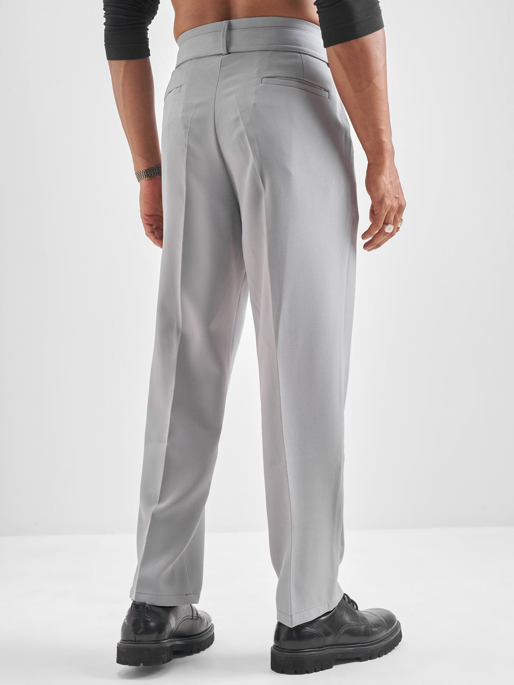 Highlander Men Grey Solid Formal Trouser - Grey - Image 3