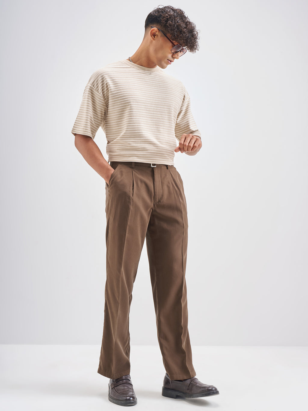 Highlander Men Brown Solid Formal Trouser - Brown - Image 2