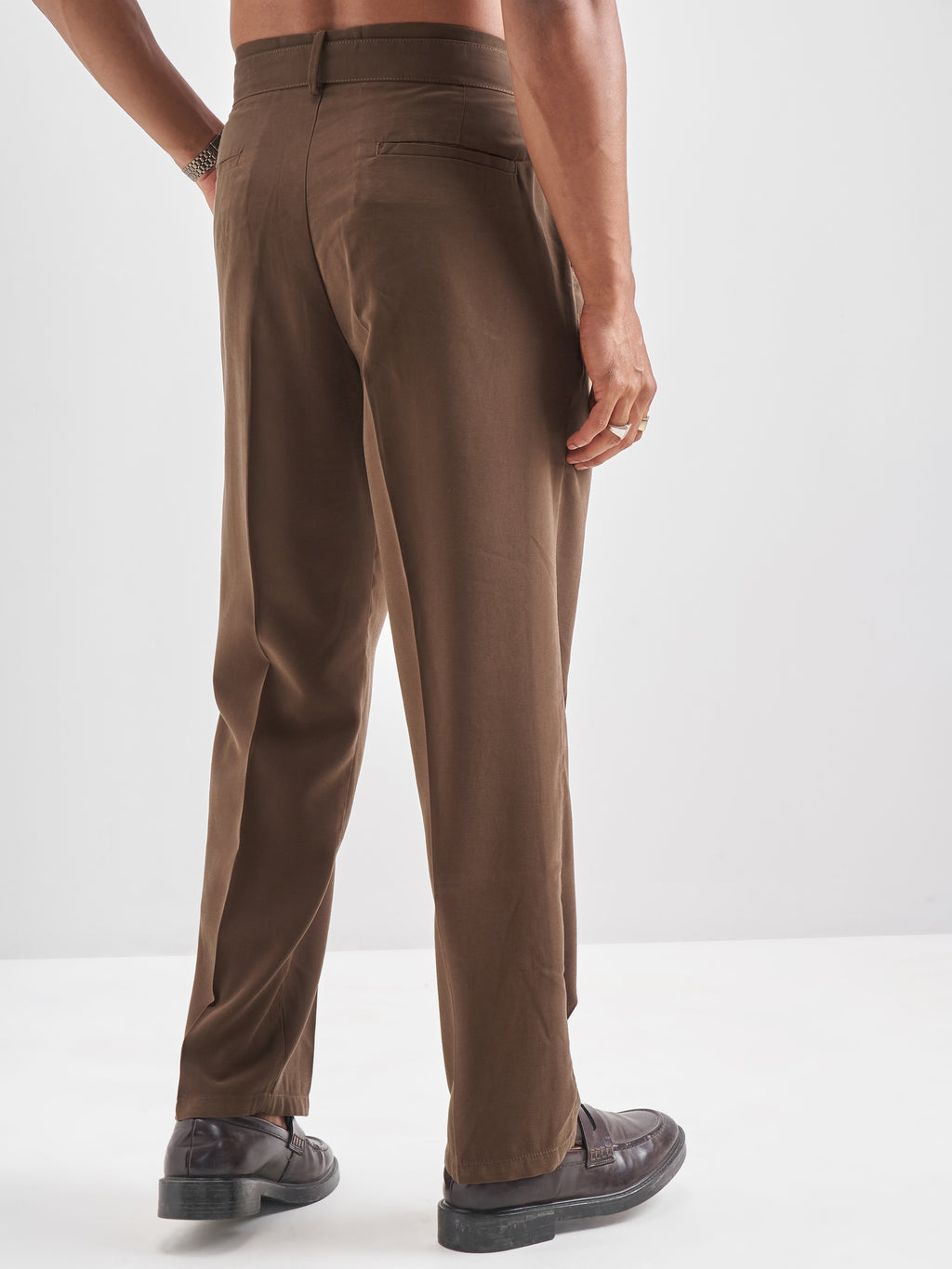 Highlander Men Brown Solid Formal Trouser - Brown - Image 3