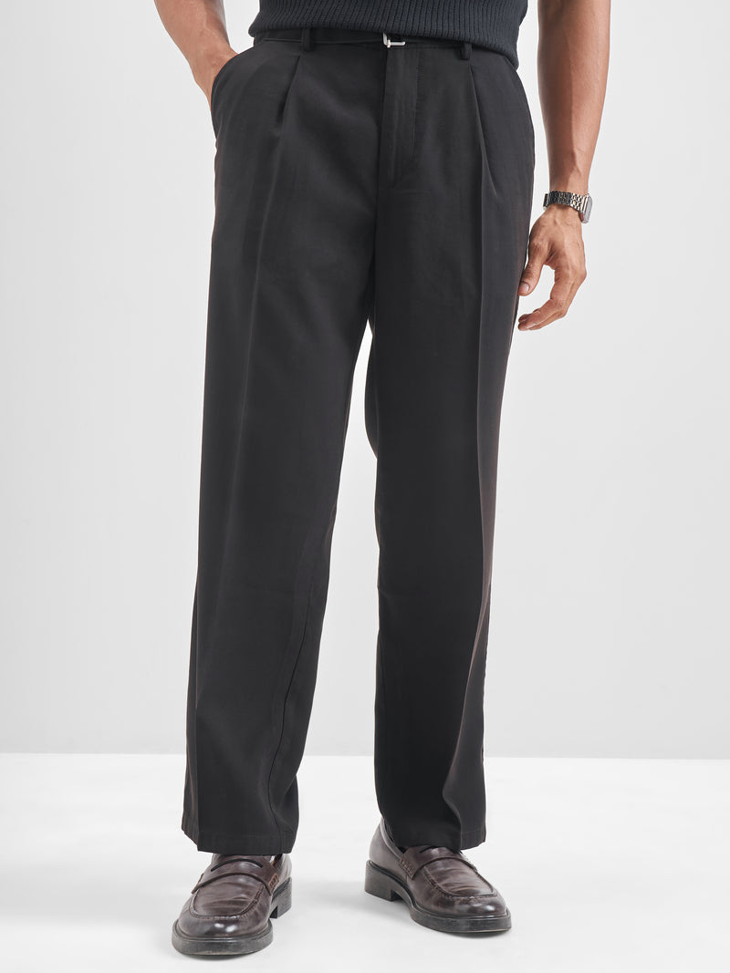 Highlander Men Black Solid Formal Trouser - Black - Image 1