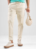 Highlander Men Cream Slim Fit Solid Cargos - Cream - Image 1