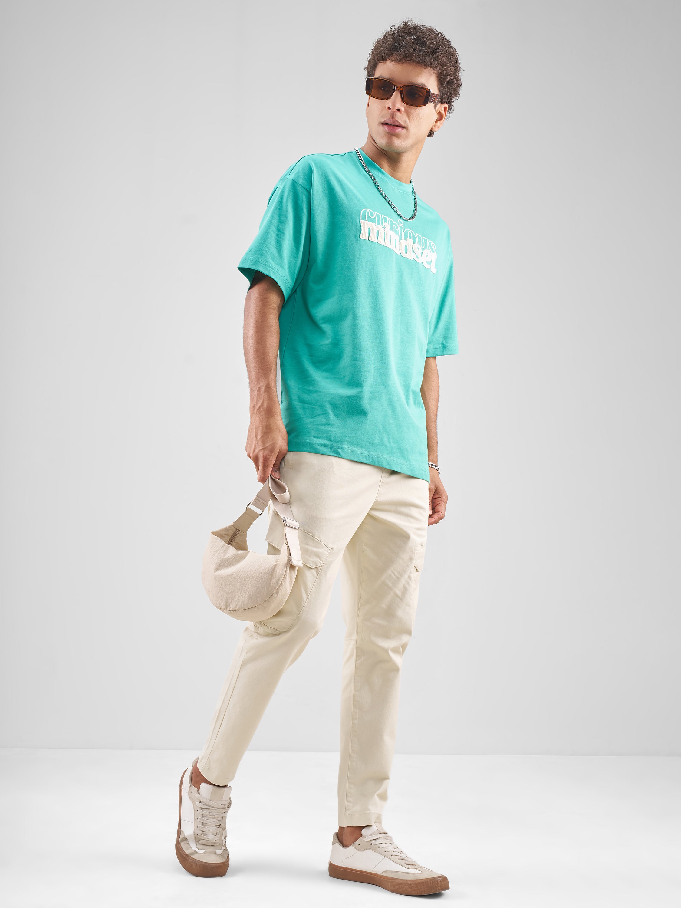 Highlander Men Cream Slim Fit Solid Cargos - Cream - Image 2