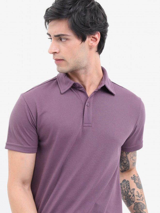 Highlander Men Magenta Solid Polo Collar T-shirt - Magenta - Image 1