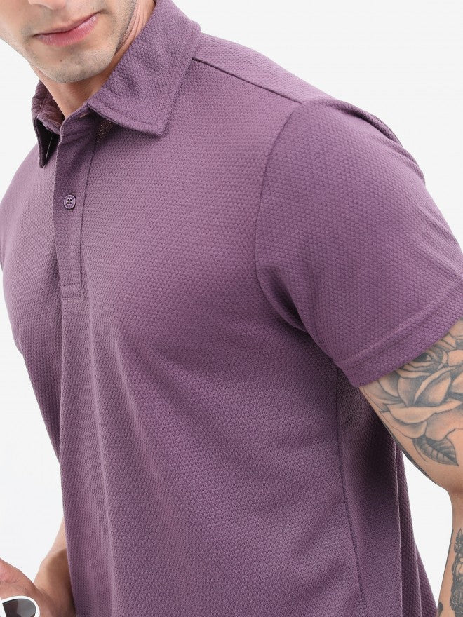Highlander Men Magenta Solid Polo Collar T-shirt - Magenta - Image 5