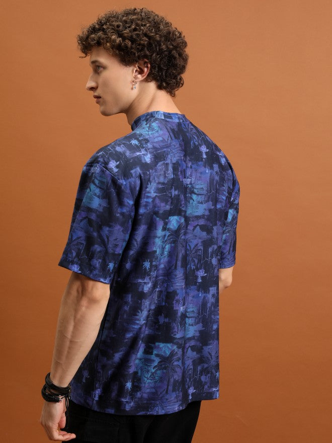 Highlander Unisex Navy Blue Printed Round Neck T-Shirt - Navy Blue - Image 3
