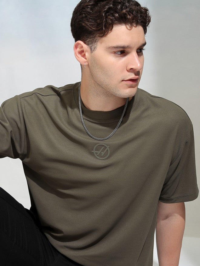 Highlander Men Olive Solid Round Neck T-Shirt - Olive - Image 1