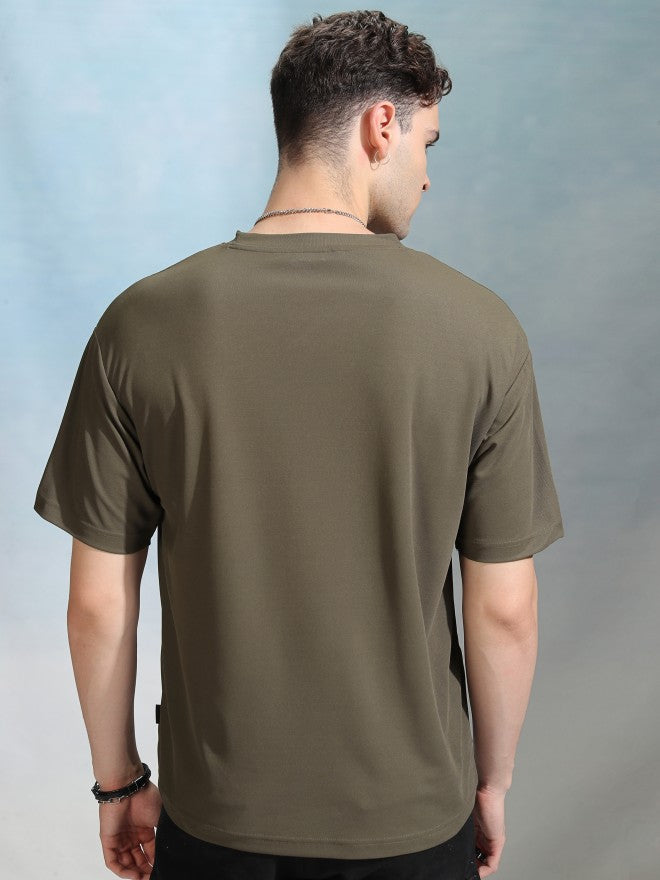 Highlander Men Olive Solid Round Neck T-Shirt - Olive - Image 3