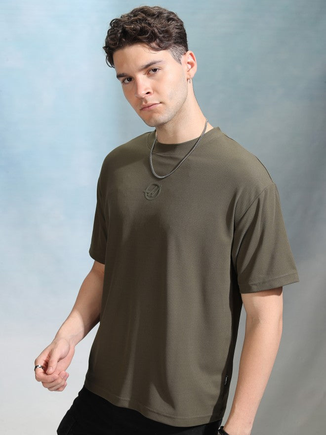 Highlander Men Olive Solid Round Neck T-Shirt - Olive - Image 4