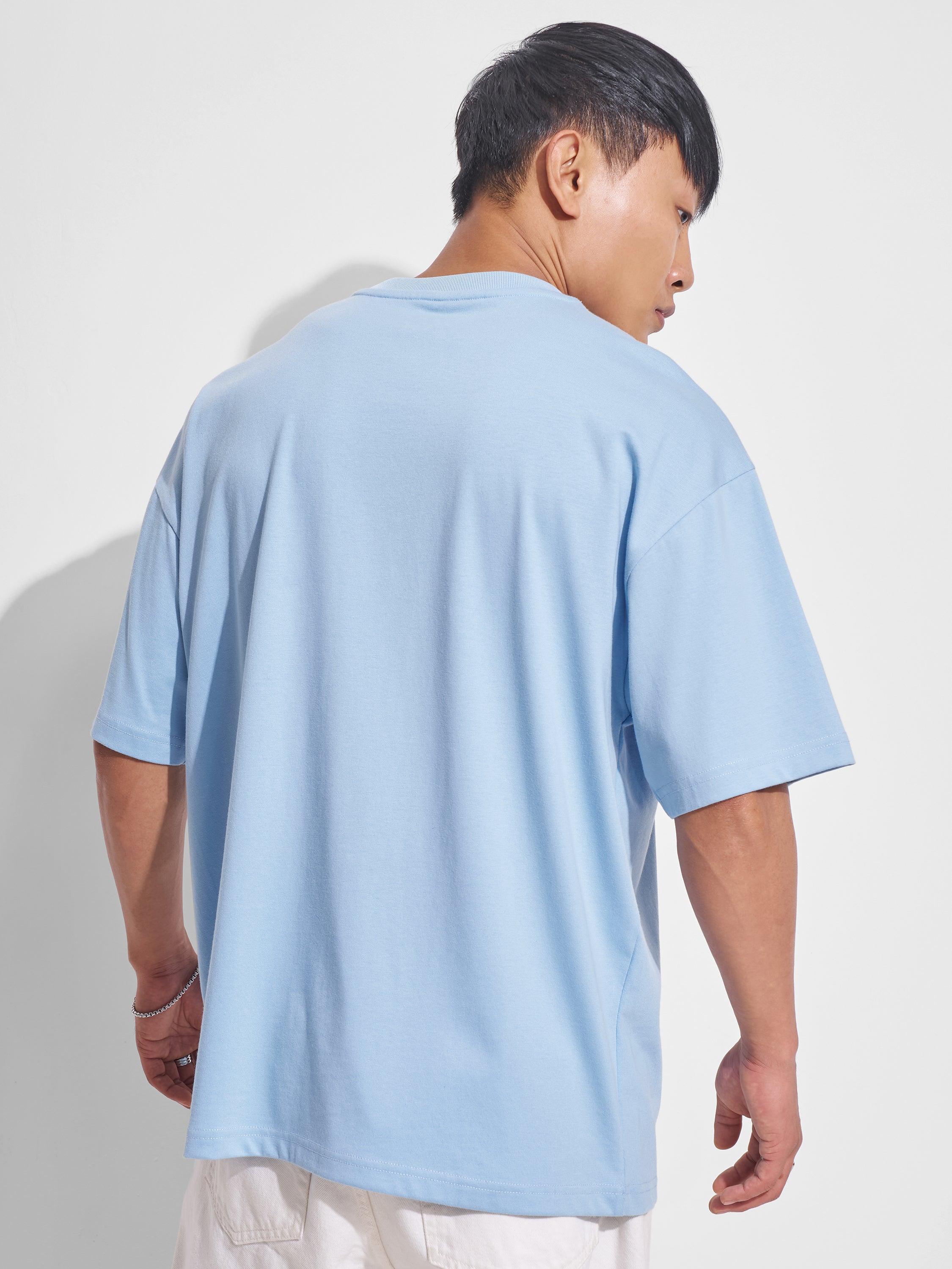 Highlander Men Blue Printed Round Neck Oversized Fit T-Shirt - Blue - Image 3