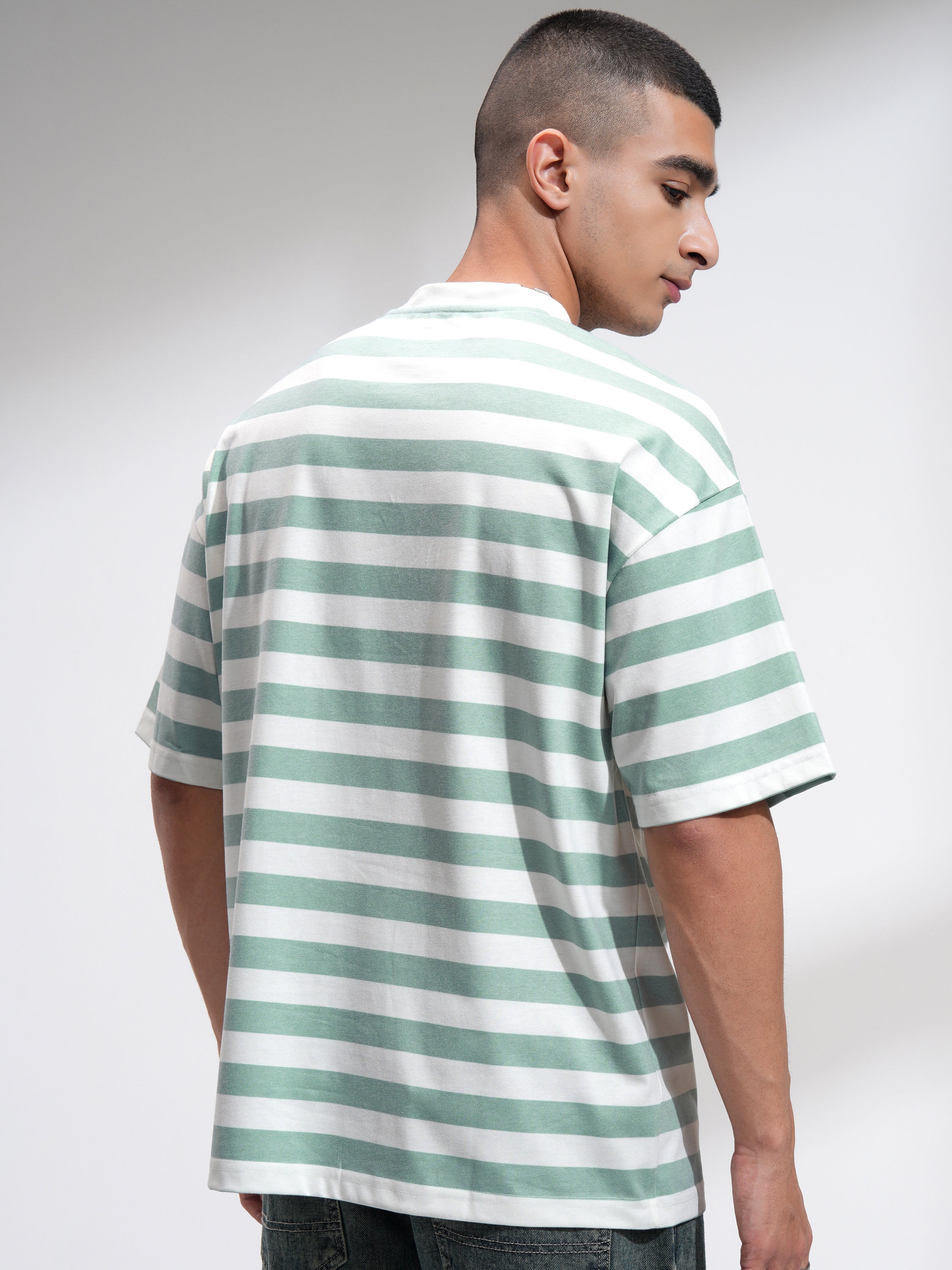 Highlander Men Sea Green Printed Round Neck Oversized Fit T-Shirt - Sea Green - Image 3