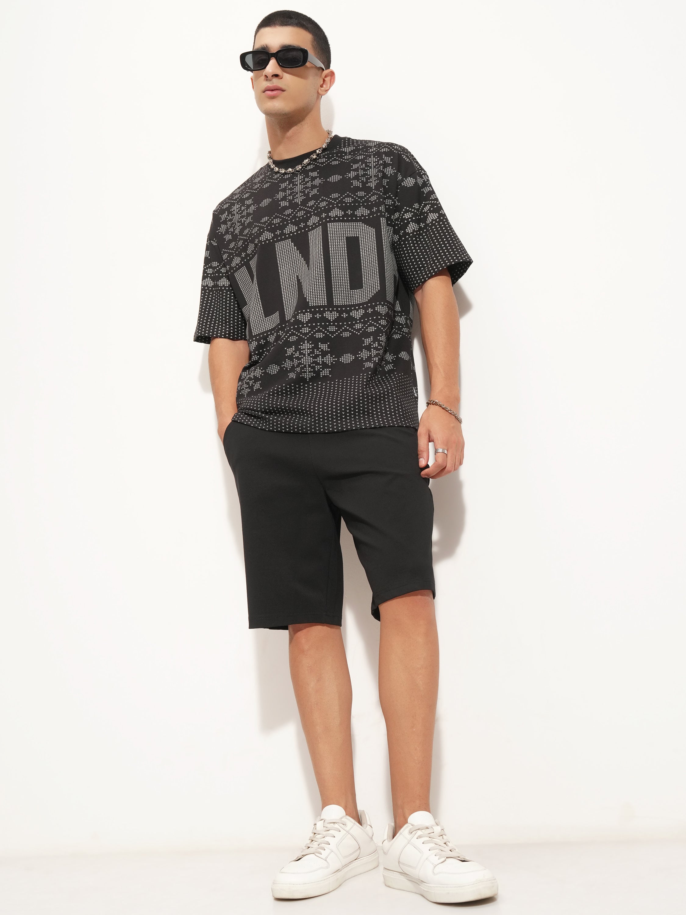 Highlander Men Black Printed Round Neck Oversized Fit T-Shirt - Black - Image 2