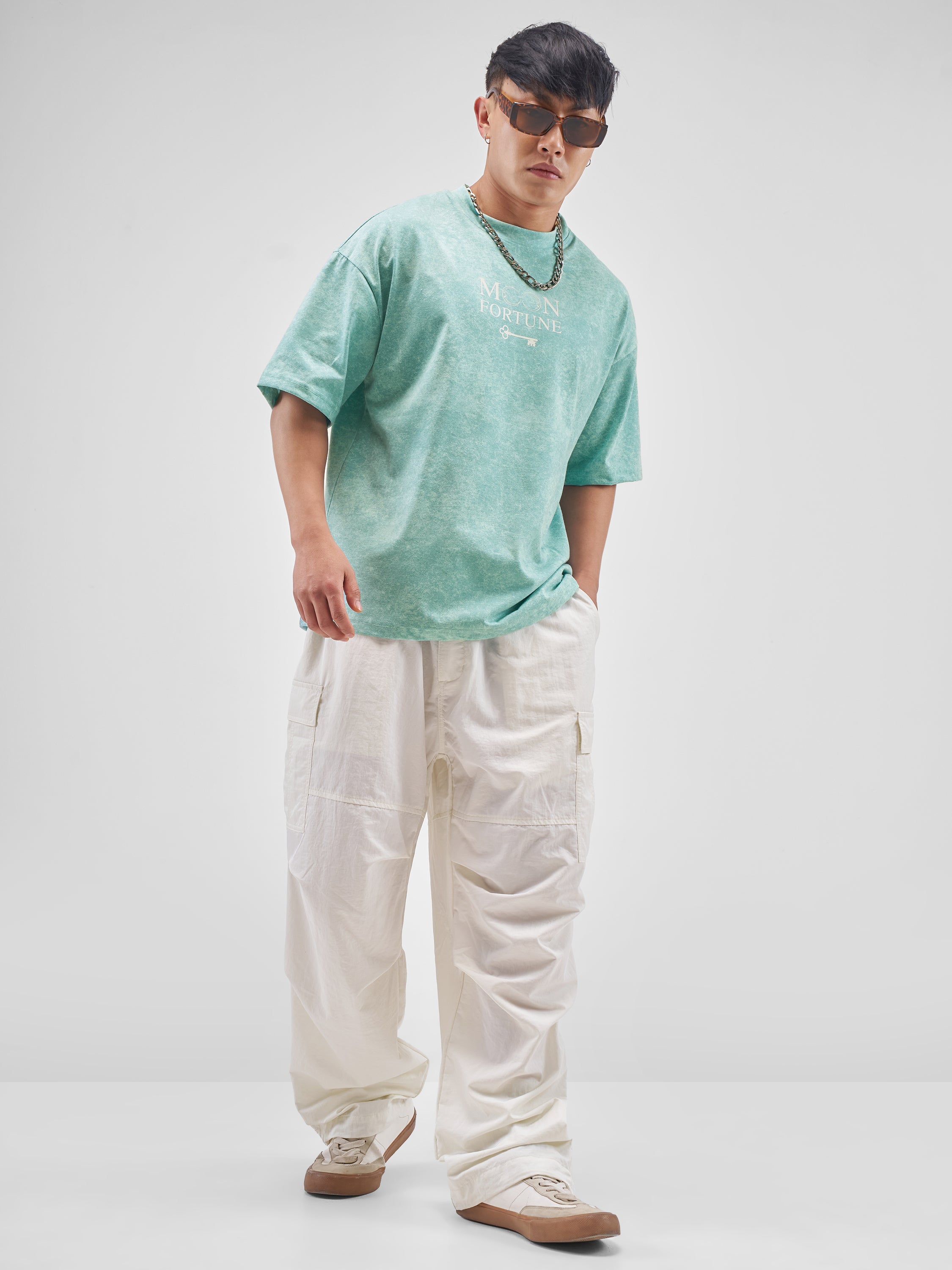 Highlander Men Green Printed Round Neck Oversized Fit T-Shirt - Green - Image 2