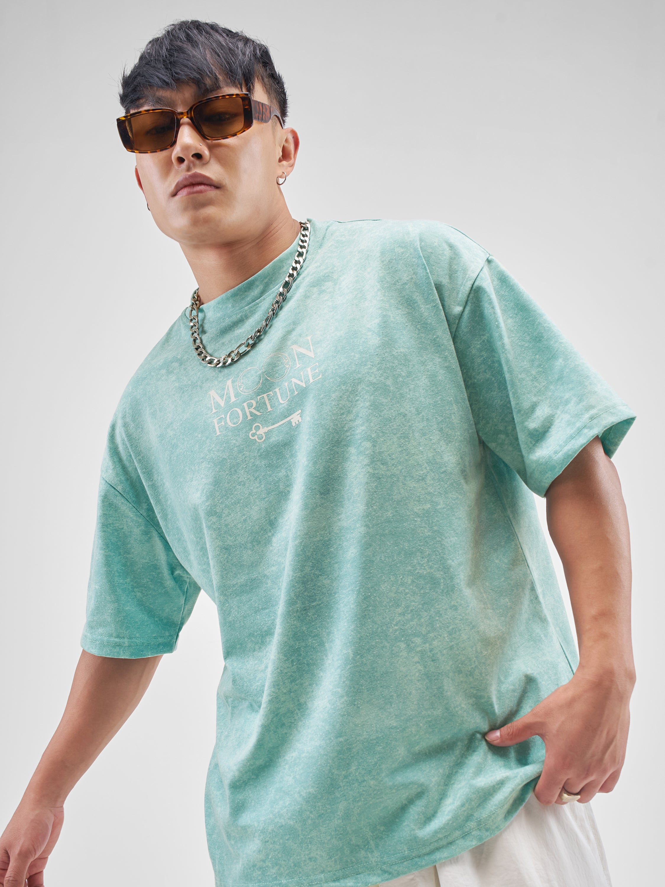 Highlander Men Green Printed Round Neck Oversized Fit T-Shirt - Green - Image 3