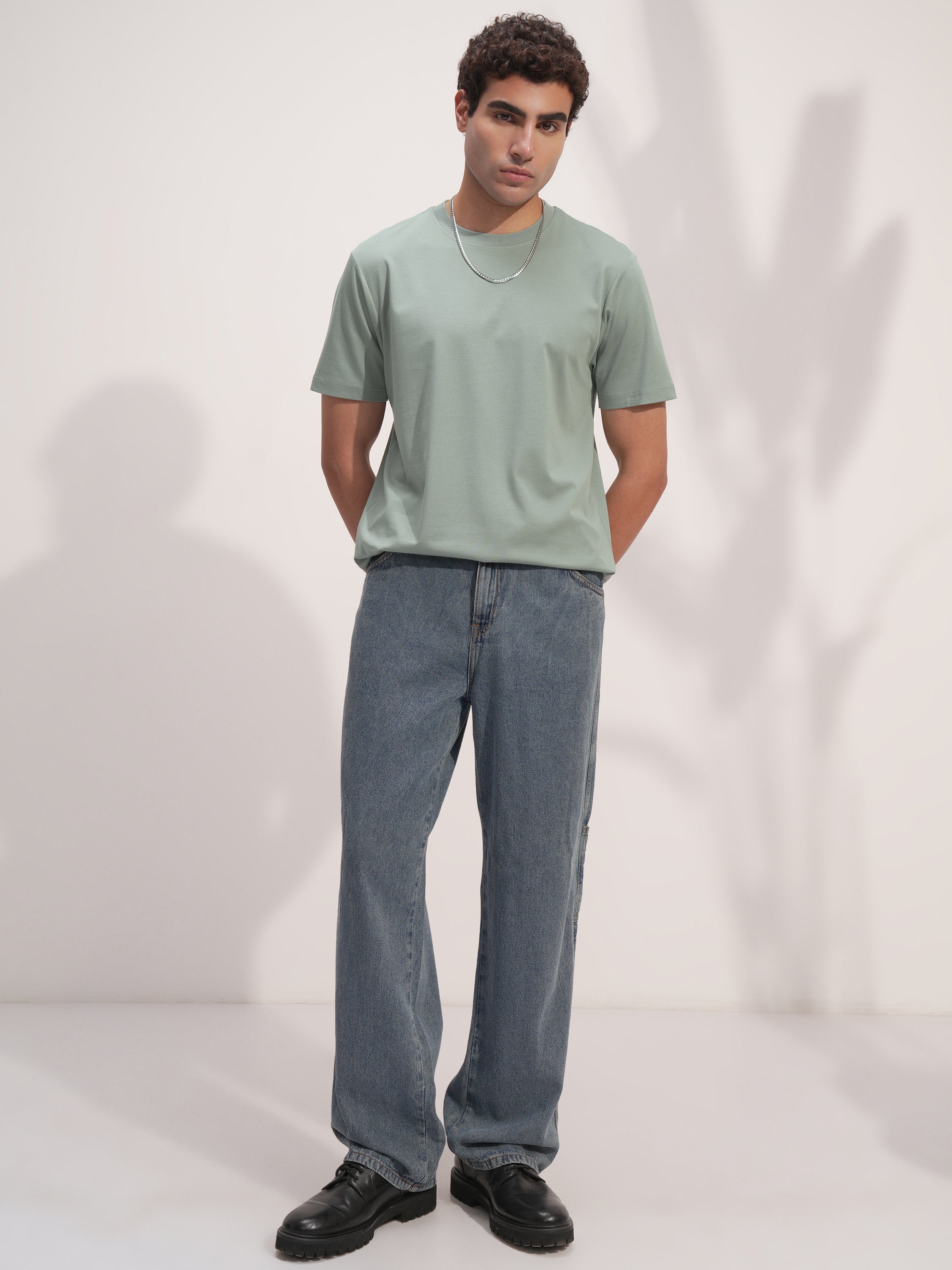 Highlander Men Green Solid Round Neck T-Shirt - Green - Image 2