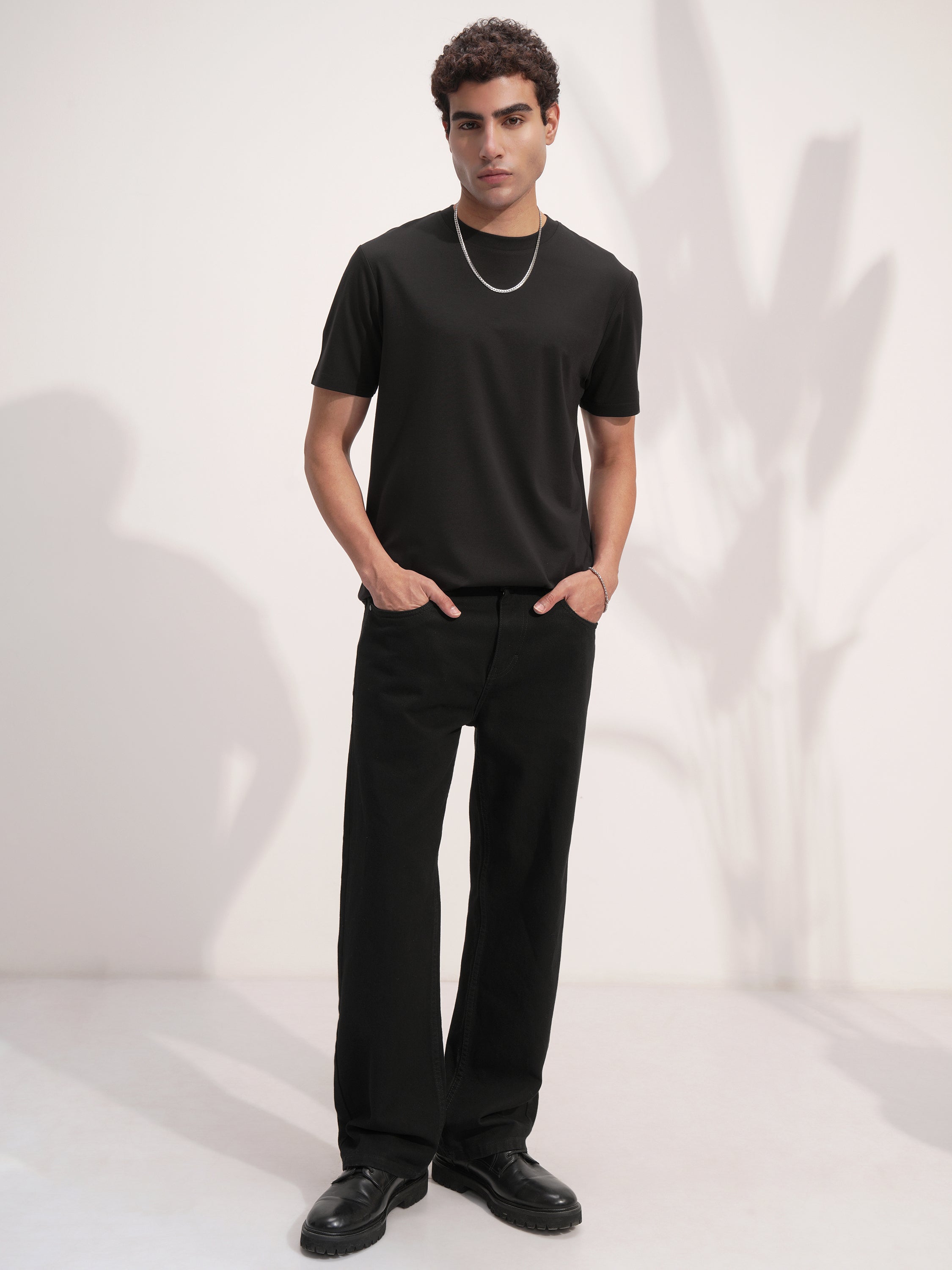Highlander Men Black Solid Round Neck T-Shirt - Black - Image 2