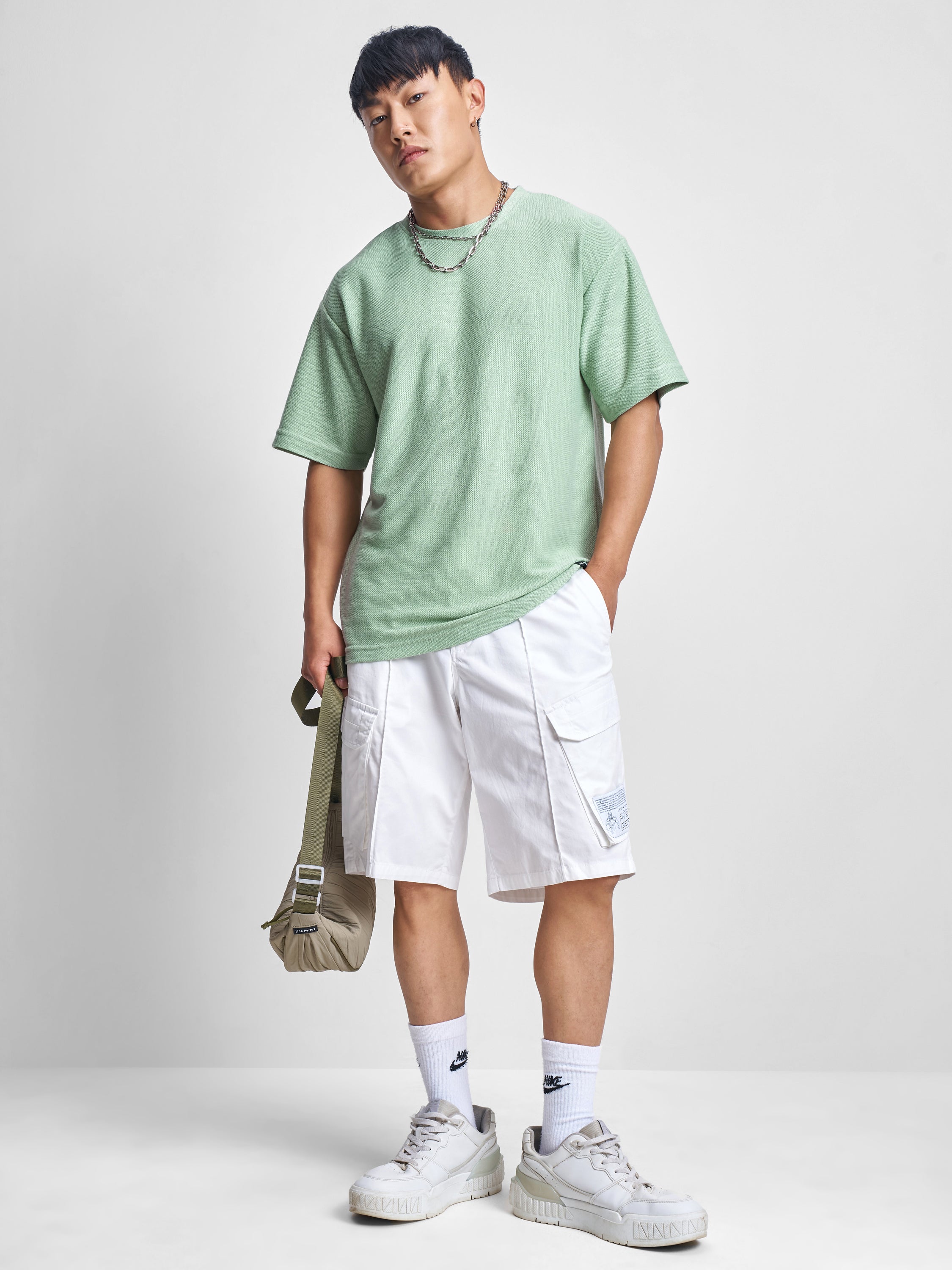 Highlander Men Green Solid Round Neck Oversized Fit T-Shirt - Green - Image 2