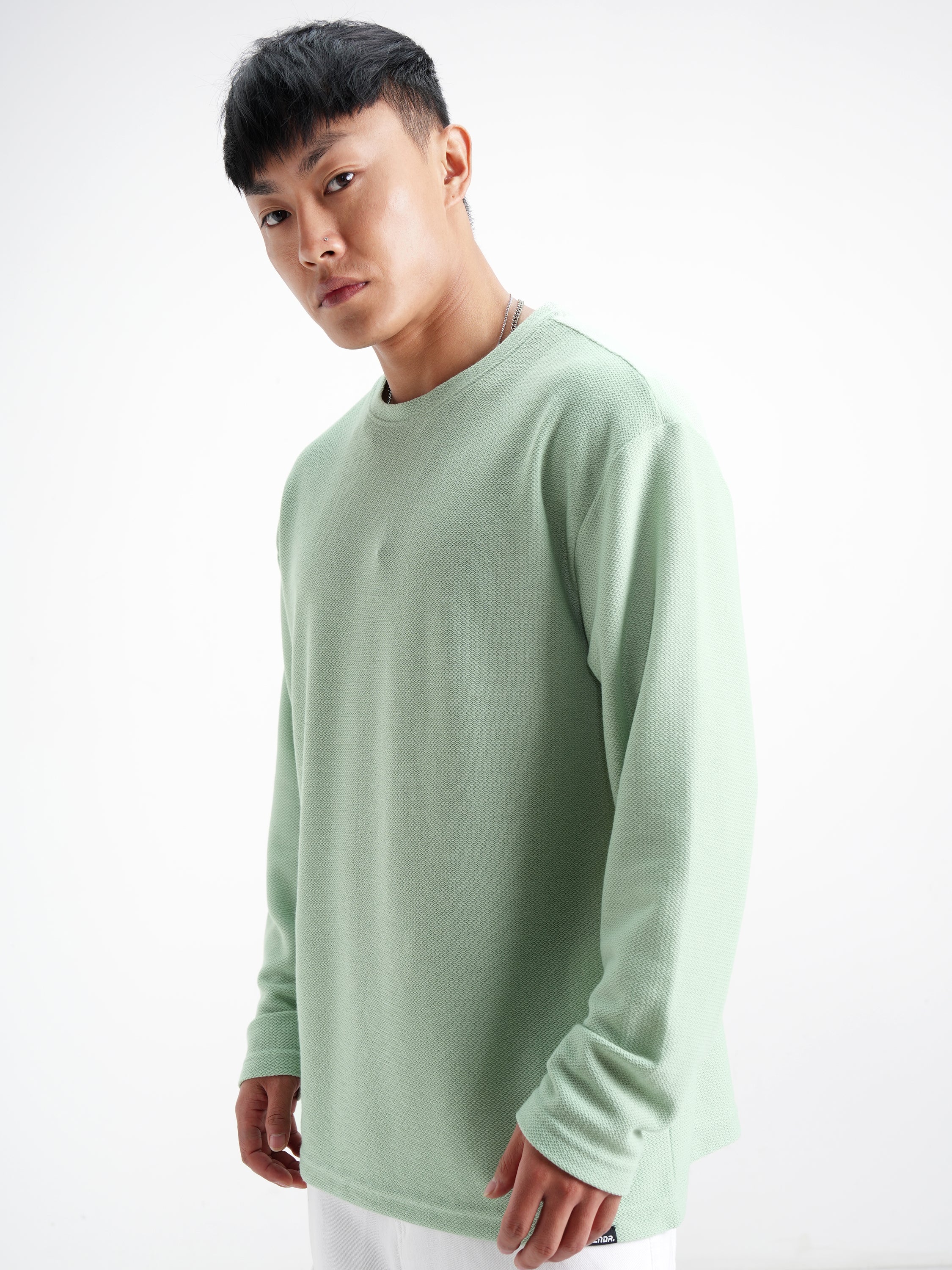 Highlander Men Green Solid Round Neck Oversized Fit T-Shirt - Green - Image 4