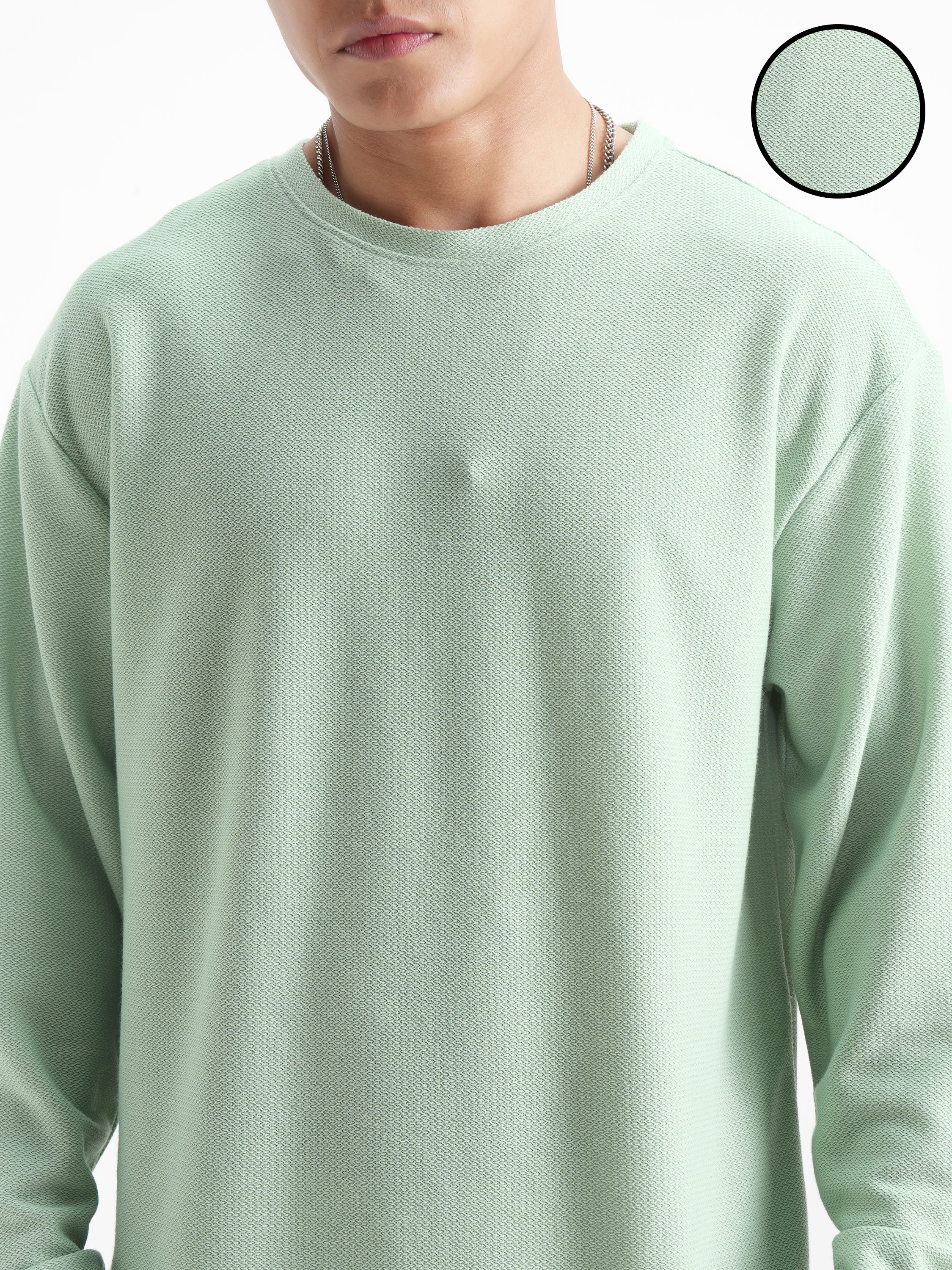 Highlander Men Green Solid Round Neck Oversized Fit T-Shirt - Green - Image 5