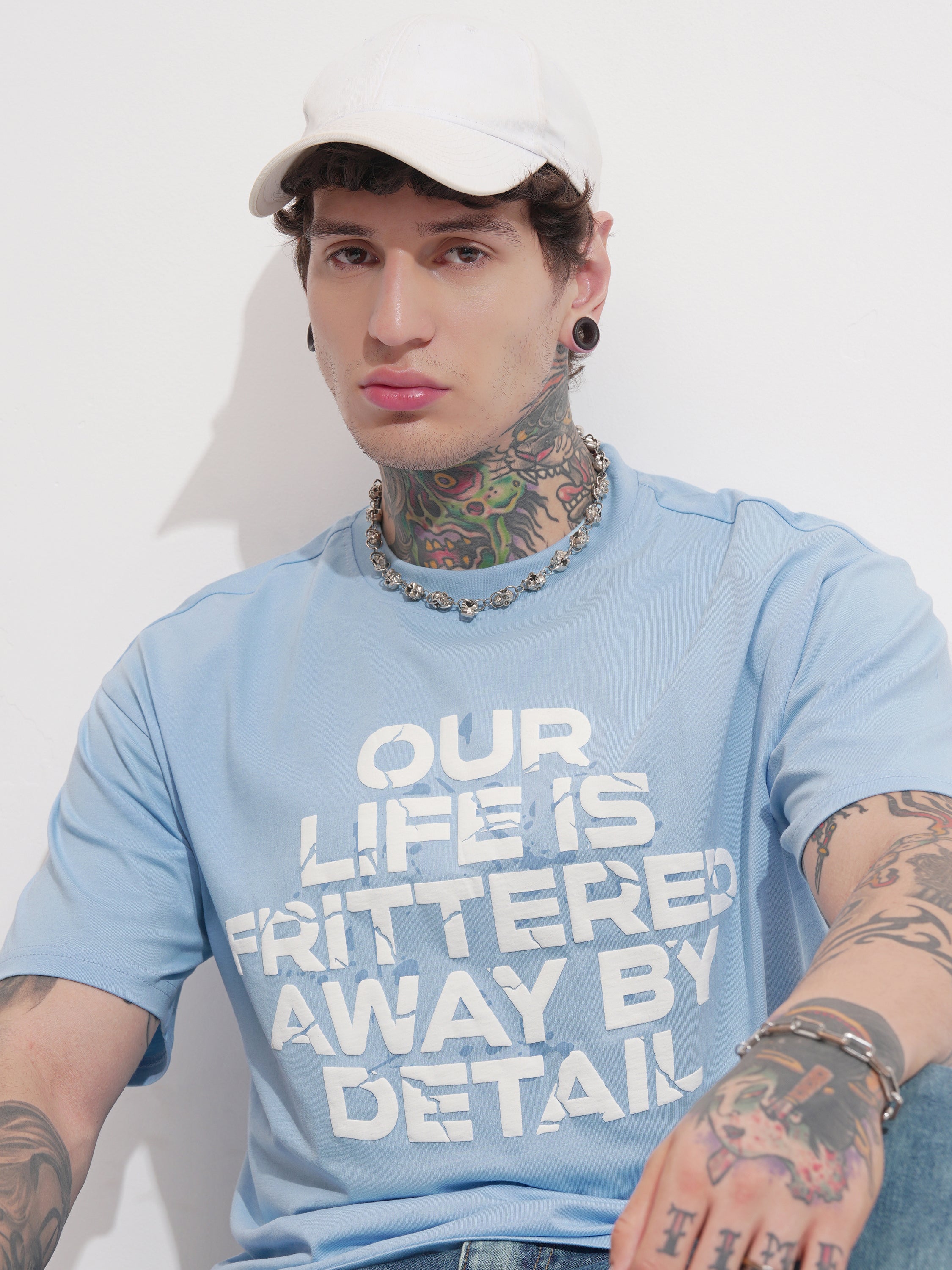 Highlander Men Blue Printed Round Neck T-Shirt - Blue - Image 1