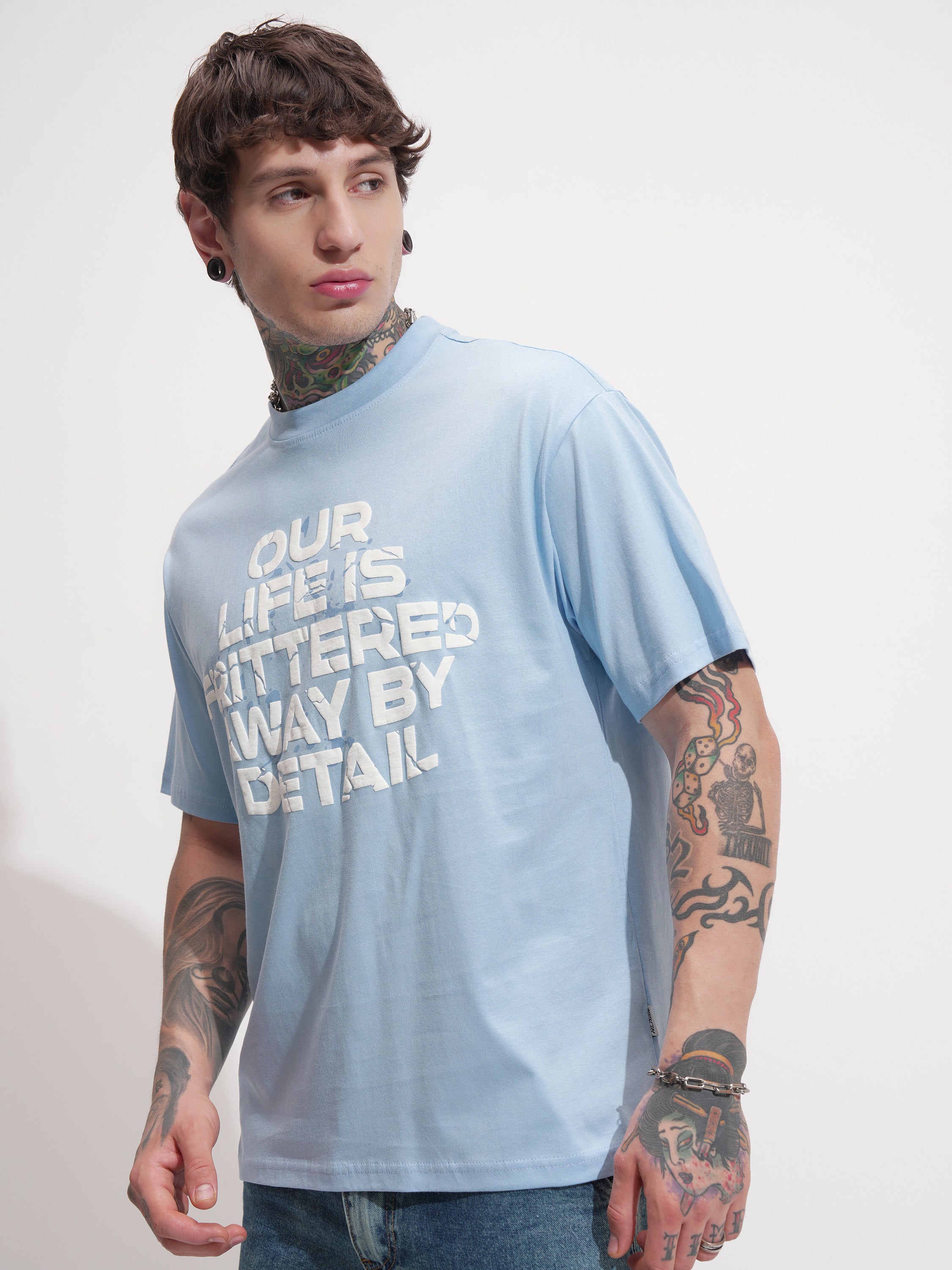 Highlander Men Blue Printed Round Neck T-Shirt - Blue - Image 4