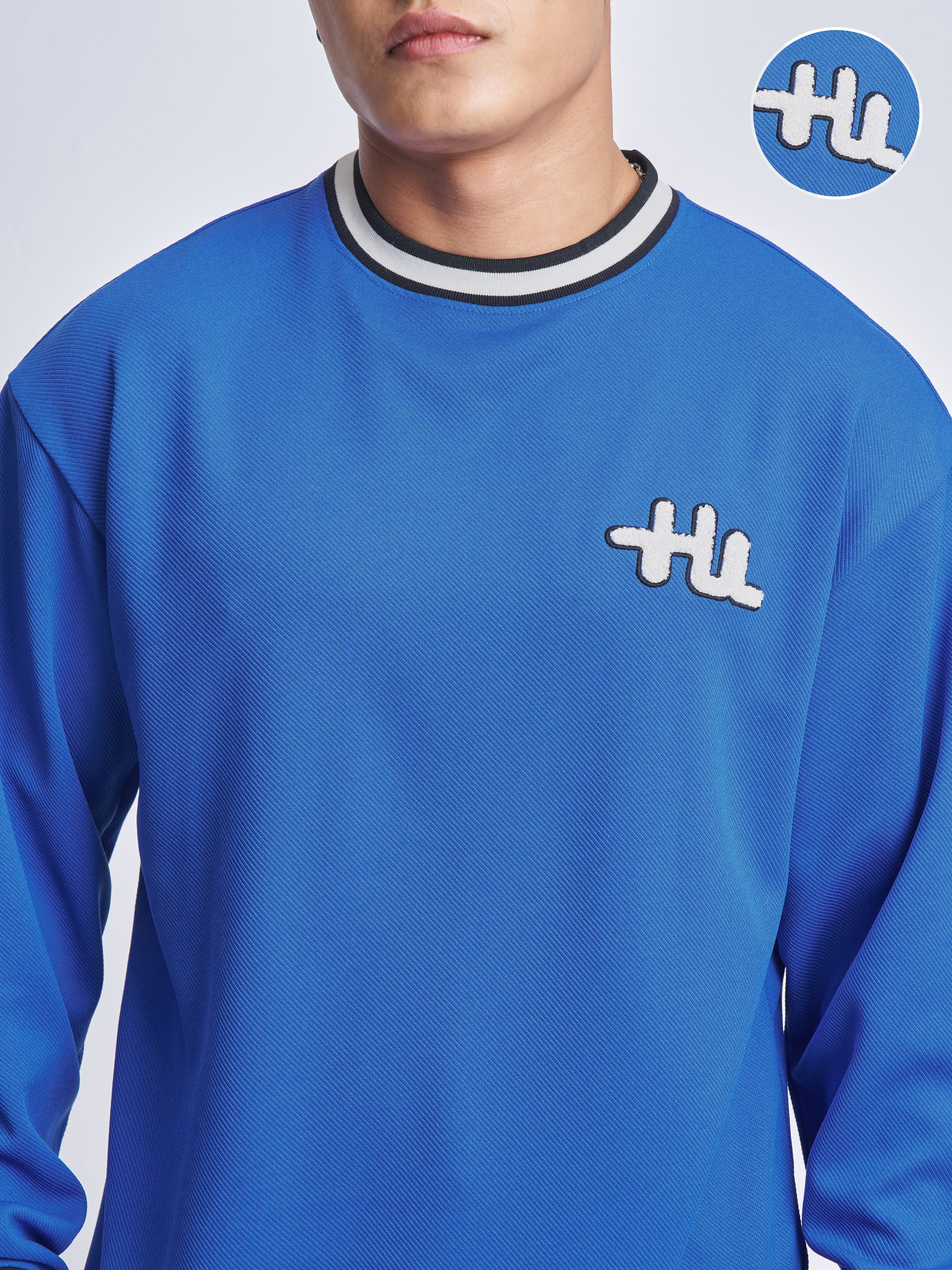 Highlander Men Blue Self Design Round Neck T-Shirt - Blue - Image 5