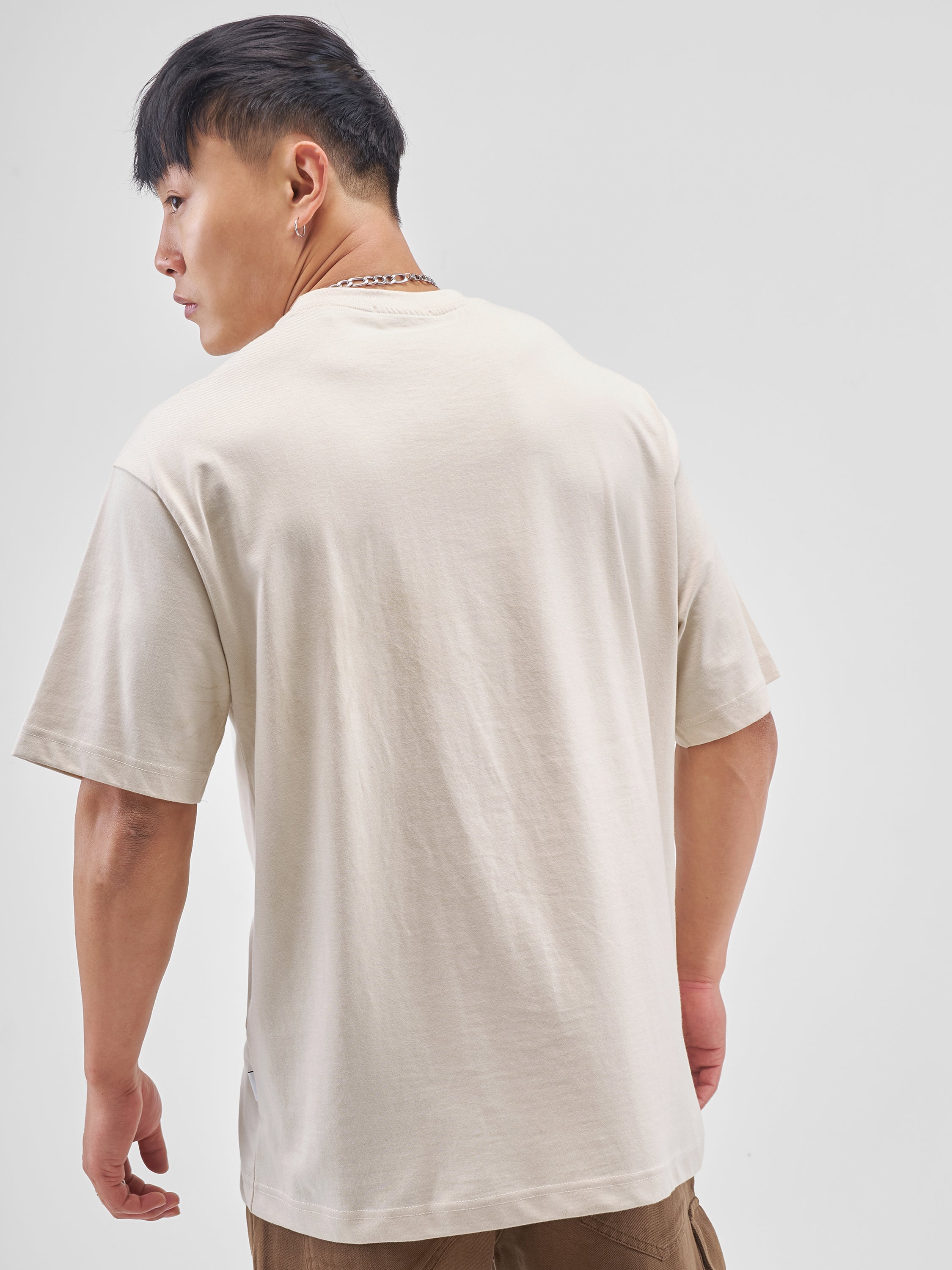 Highlander Men Beige Applique Round Neck T-Shirt - Beige - Image 3