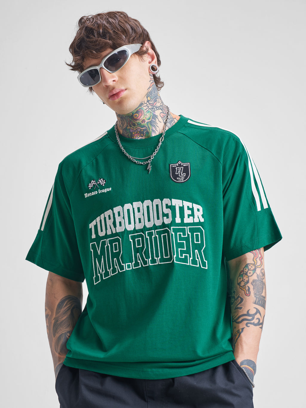 Highlander Men Green Printed Round Neck Oversized Fit T-Shirt - Green - Image 1