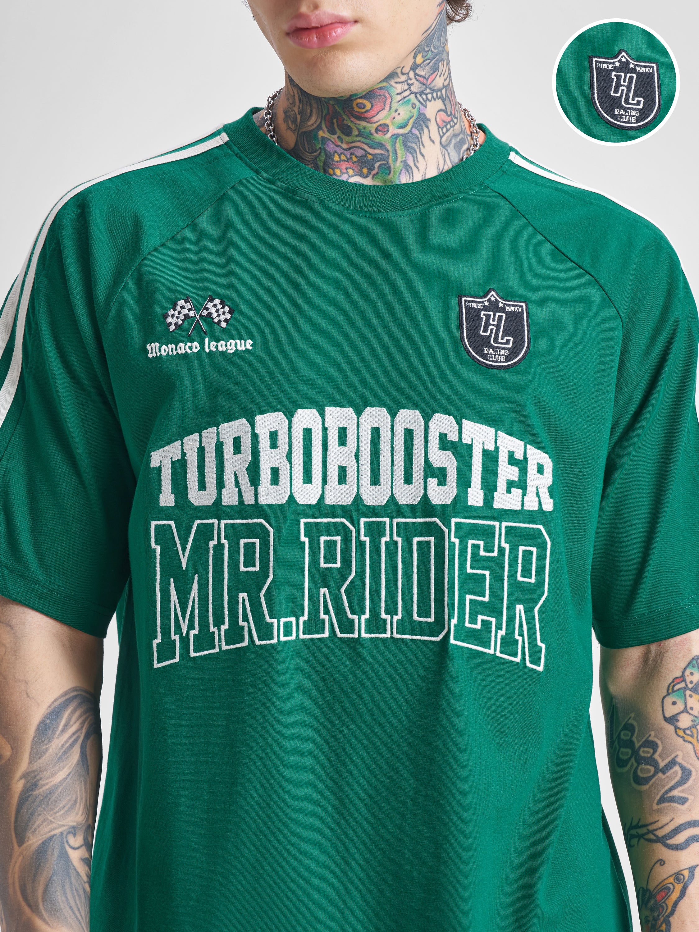 Highlander Men Green Printed Round Neck Oversized Fit T-Shirt - Green - Image 5