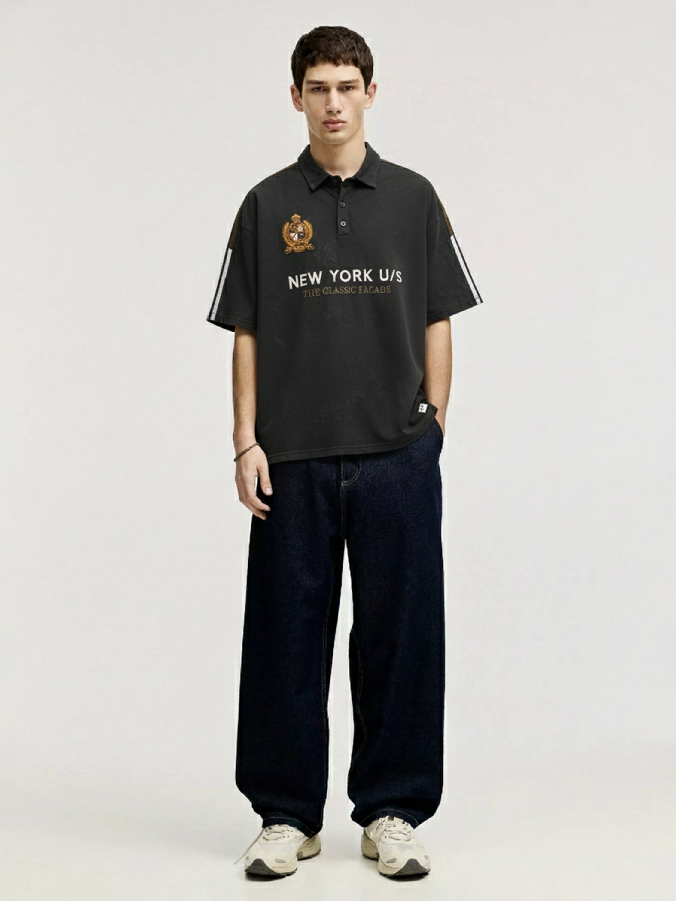 Highlander Men Black Printed Polo Collar T-Shirt - Black - Image 3