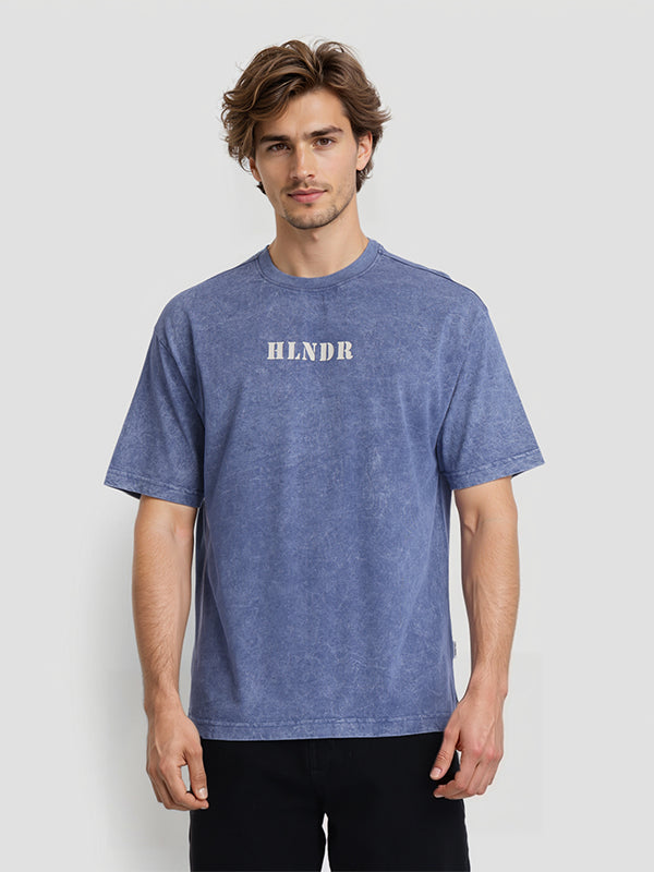 Highlander Men Blue Printed Round Neck T-Shirt - Blue - Image 1