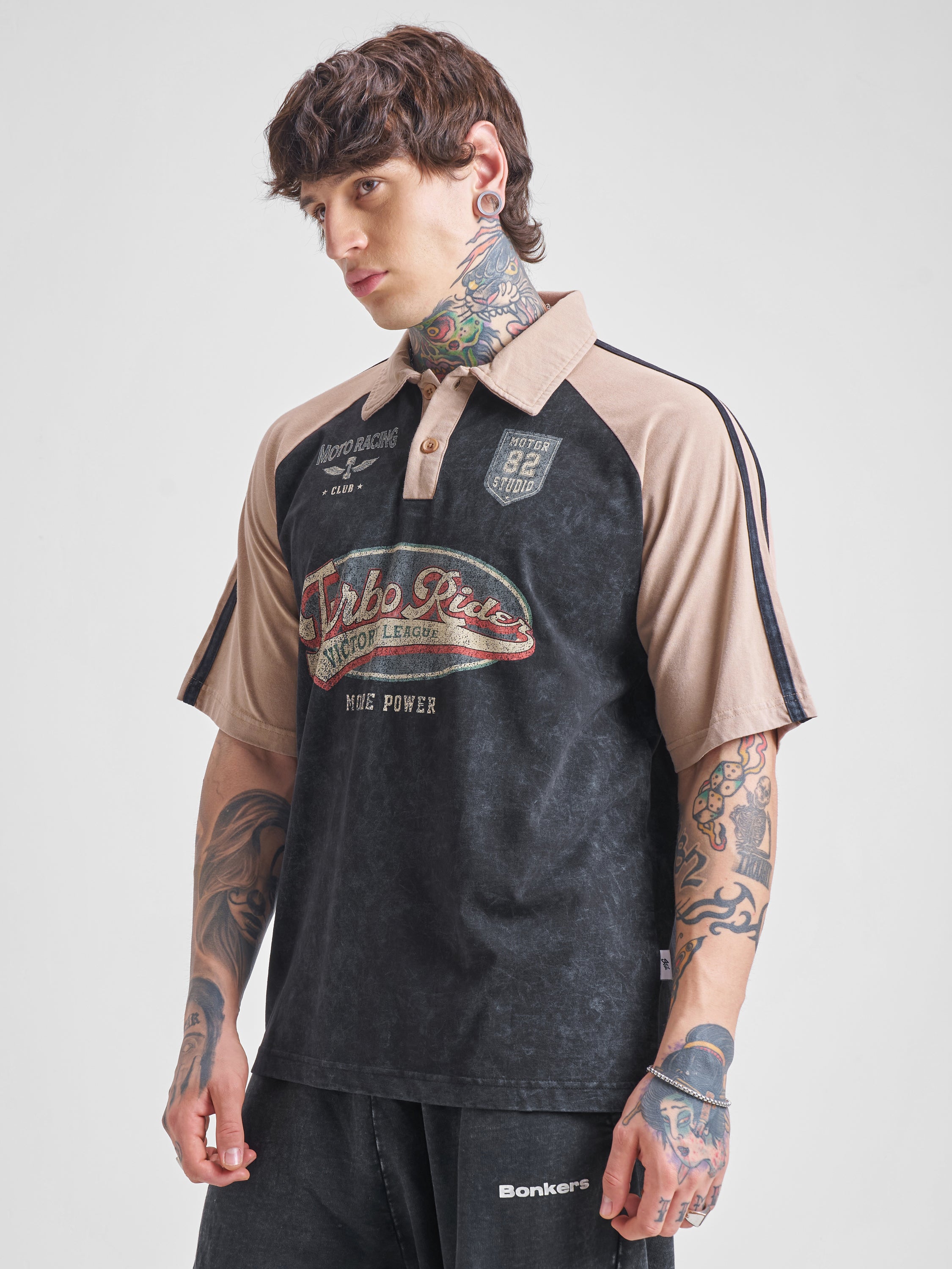 Highlander Men Black Printed Polo Collar T-Shirt - Black - Image 4