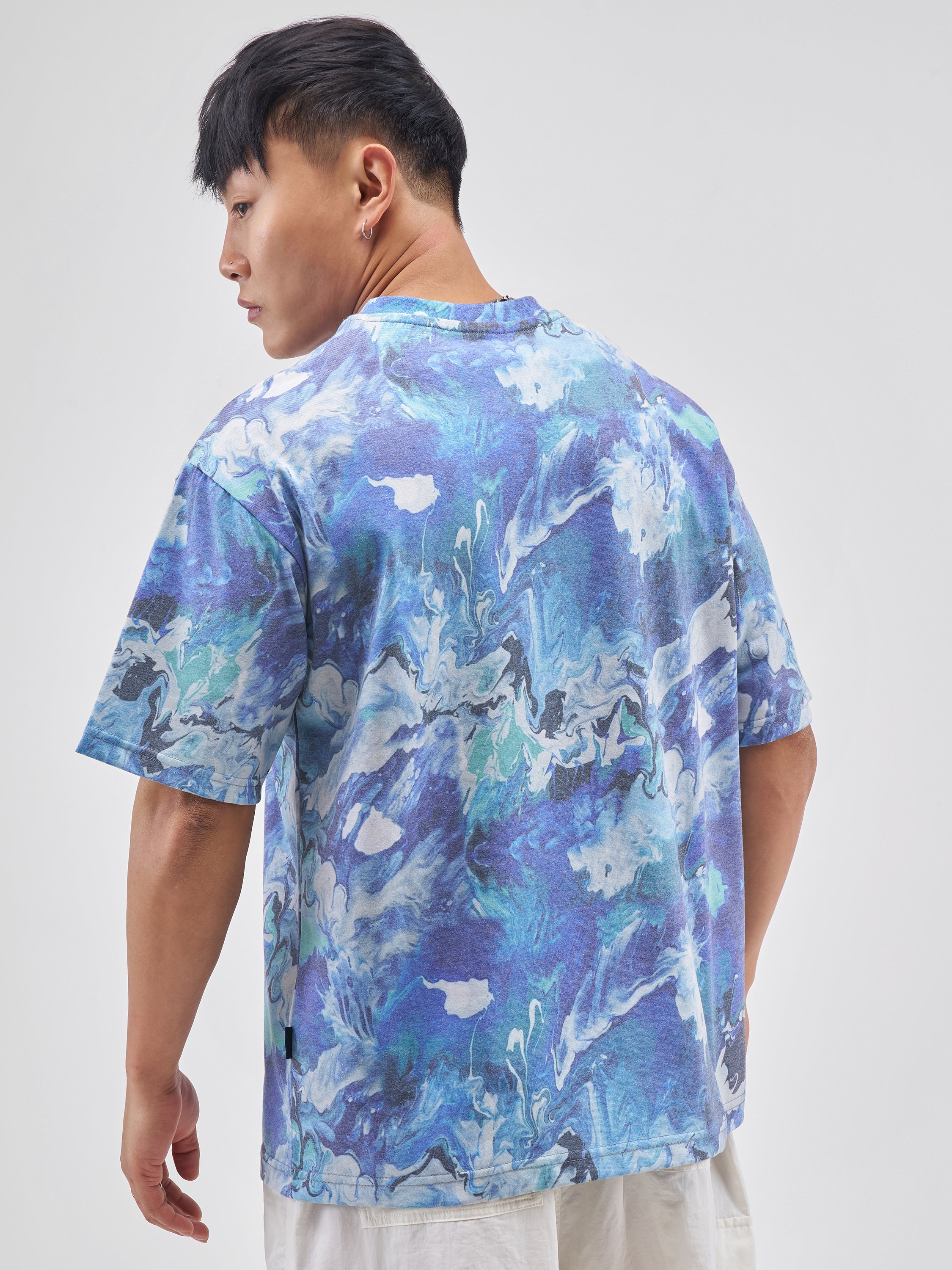 Highlander Men Blue Printed Round Neck T-Shirt - Blue - Image 3